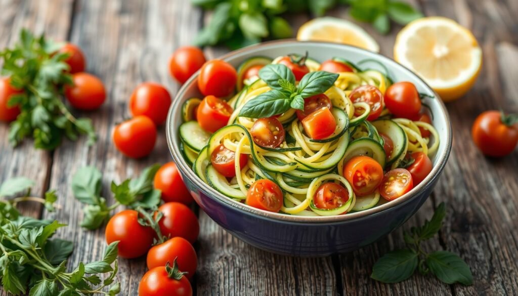 spiralized courgette salad