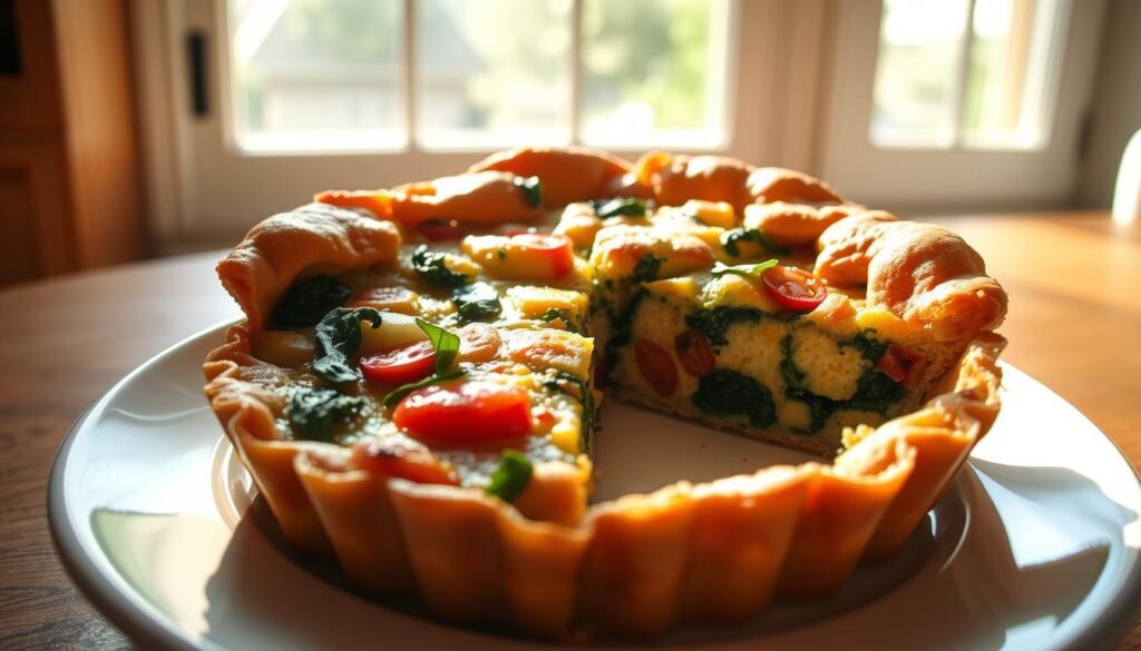 Vegan breakfast quiche with tofu