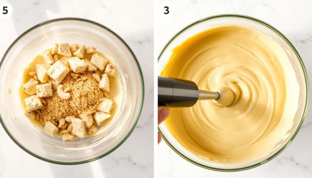 creamy tofu quiche filling steps
