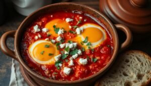 Breakfast shakshuka recipe with feta