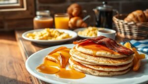 American breakfast menu with pictures