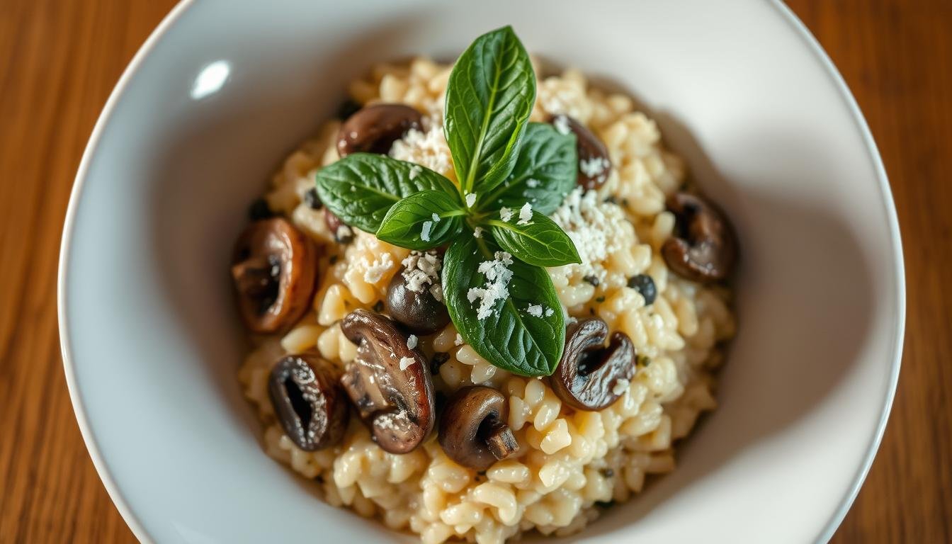 Breakfast risotto with mushrooms