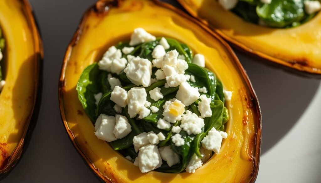 Spinach Feta Stuffed Avocado Bake