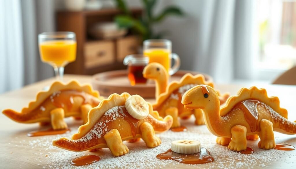 banana pancake dinosaur shapes quick breakfast