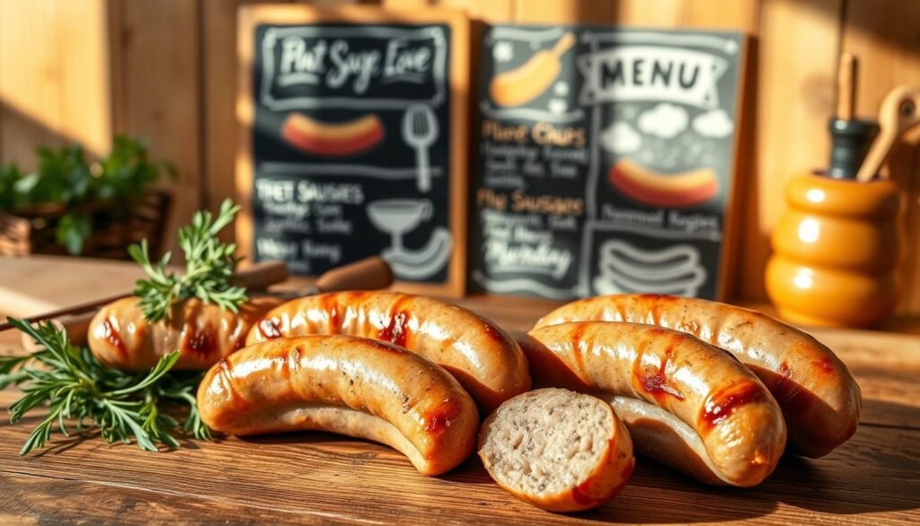 breakfast menu design with homemade sausage options