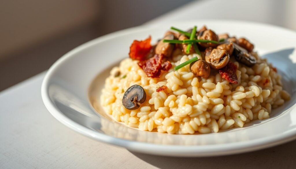 gourmet breakfast risotto presentation