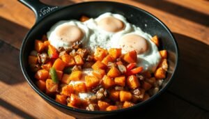 paleo breakfast skillet with sweet potatoes