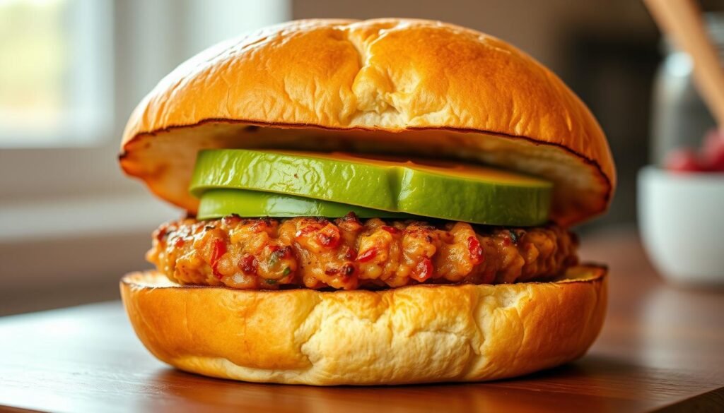 spicy turkey avocado breakfast burger
