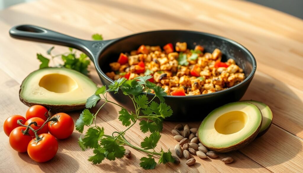 vegetarian low-carb tofu scramble breakfast